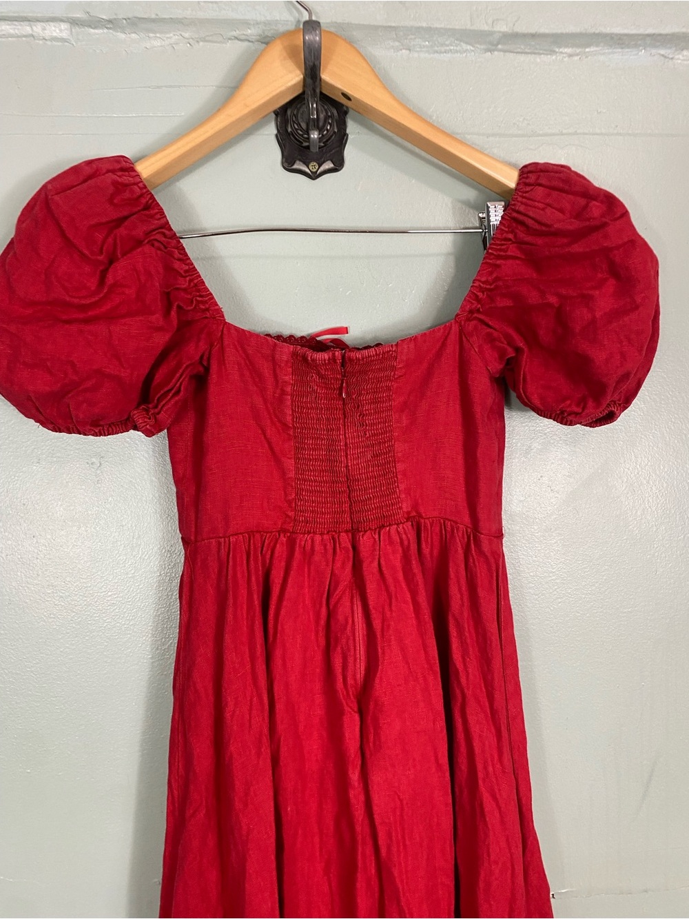 Reformation Marella Linen Dress Midi Red Size 2 - Picture 9 of 13